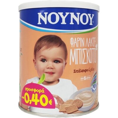 Nounou Φαρίν Λακτέ Μπισκότο με Σιτάλευρο & Γάλα Από 6 Μηνών 300gr σε Ειδική Τιμή