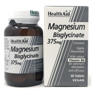 Health Aid Magnesium Bisglycinate 375mg & Vitamin B6 Χηλικό Μαγνήσιο & Βιταμίνη Β6 60 tabs