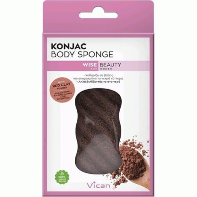 Vican Wise Beauty Konjac Body Sponge Red Clay Powder 1τμχ