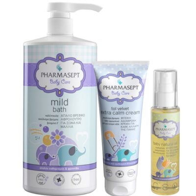 Pharmasept Πακέτο Προσφοράς Baby Care Mild Bath 1Lt & Baby Extra Calm Cream 150ml & Baby Natural Oil 100ml