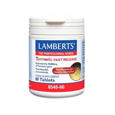 Lamberts Turmeric Fast Release Συμπλήρωμα Διατροφής Τιτλοδοτημένου Εκχύλισματος Κουρκουμίνης Υψηλής Ισχύος 10000mg 60 tabs