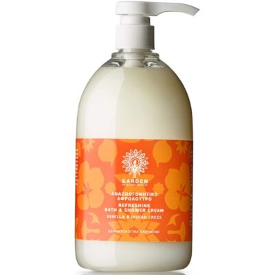 Garden of Panthenols Refreshing Bath & Shower Cream Vanilla & Indian Cress Αναζωογονητικό Αφρόλουτρο 1Lt