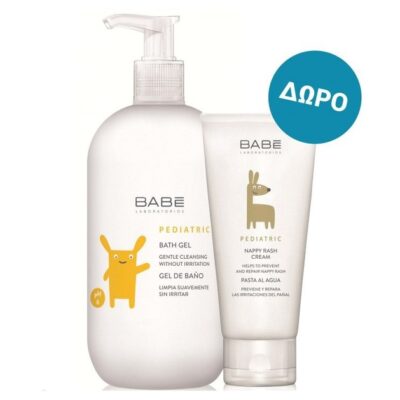 Babe Pediatric Πακέτο Προσφοράς Bath Gel Ήπιο Αφρόλουτρο για Βρέφη &Παιδιά 500ml & Δώρο Nappy Rash Cream Κρέμα για Σύγκαμα 100ml