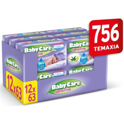 BabyCare Πακέτο Προσφοράς Sensitive Baby Wipes Μωρομάντηλα για το Ευαίσθητο Βρεφικό Δέρμα με Εκχύλισμα Αλόης 12x63 Wipes