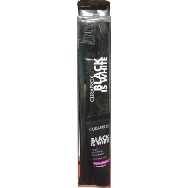 Curaprox Black is White Pack Οδοντόβουρτσα & Tough Whitening Toothpaste Λευκαντική Οδοντόκρεμα 8ml