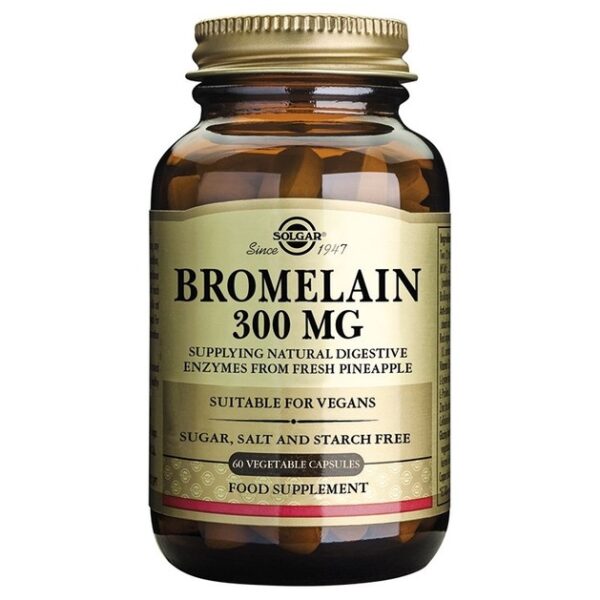 Solgar Bromelain 300mg Βρομελαΐνη Φυσικό Πεπτικό Ένζυμο Που Βοηθά Στην Βελτίωση Της Πέψης