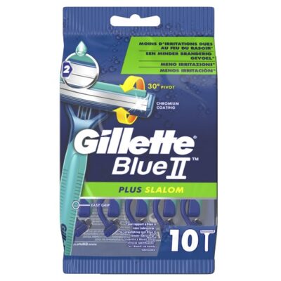 Gillette Blue II Plus Slalom Ξυραφάκια με 2 Λεπίδες & Ταινία από Aloe για Προστασία του Δέρματος από τους Ερεθισμούς 10 Τεμάχια