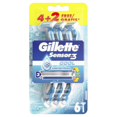 Gillette Sensor 3 Cool Ξυραφάκια μιας Χρήσης για Αίσθηση Δροσιάς σε Κάθε Ξύρισμα 6 Τεμάχια (4+2 Δώρο)