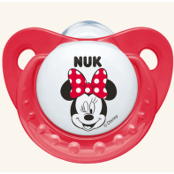 Nuk Trendline Disney Minnie Πιπίλα Σιλικόνης με Κρίκο Λευκή - Κόκκινη Μεγέθους 1 (0-6 Μηνών) 1τμχ