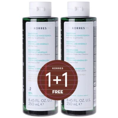 Korres Shampoo Κυστίνη & Ιχνοστοιχεία για την Ανδρική Τριχόπτωση 1+1 Δώρο 250ml