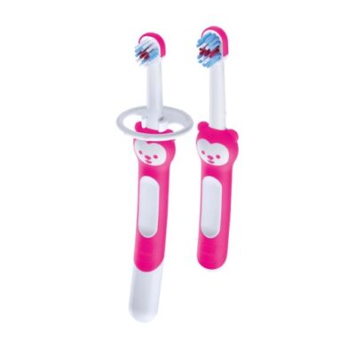 Mam Learn to Brush Set Βρεφικές Οδοντόβουρτσες Ροζ Κωδ 608 από 5+ Μηνών 2 Τεμάχια