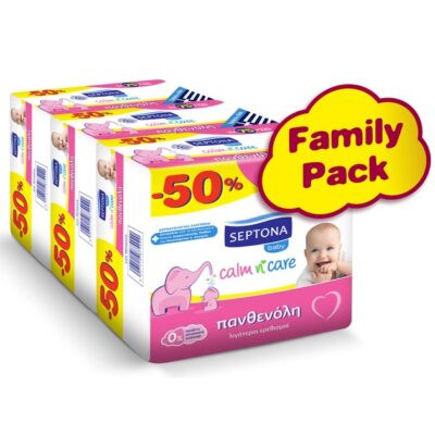 Septona Baby Calm n' Care Wipes Panthenol Multi Buy Βρεφικά Μωρομάντηλα με Πανθενόλη για Λιγότερους Ερεθισμούς 3x(3x75) Τεμάχια