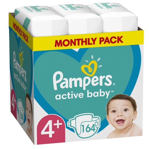 Pampers Active Baby Monthly Pack Νο4+ (10-15kg) 164 πάνες