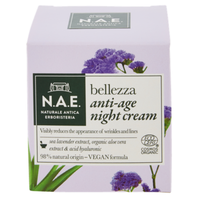 N.A.E. Bellezza Anti-Age Night Cream Αντιγηραντική Κρέμα Νύχτας Εμπλουτισμένη με Υαλουρονικό Οξύ 50ml