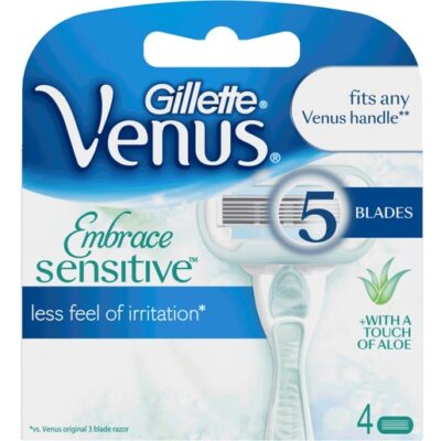 Gillette Venus Embrace Sensitive Ανταλλακτικές Κεφαλές με 5 Λεπίδες για την Ευαίσθητη Επιδερμίδα 4 τεμάχια