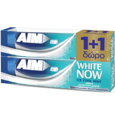 Aim Πακέτο Προσφοράς White Now Ice Cool Mint Οδοντόκρεμα για Άμεσα Λευκότερα Δόντια