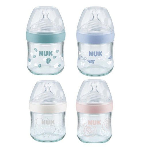 Nuk Nature Sense Γυάλινο Μπιμπερό με Θηλή Σιλικόνης Μεγέθους 1 (0-6 Μηνών) Small Οπή 120ml