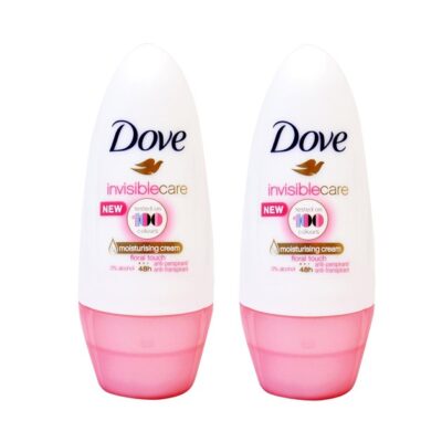 Dove Deo Roll On Invisible Care 48h Floral Touch Αποσμητικό 48ωρης Αντιιδρωτικής Προστασίας Χωρίς Λευκά Σημάδια 1+1 Δώρο