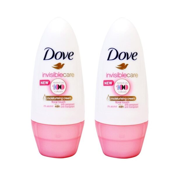 Dove Deo Roll On Invisible Care 48h Floral Touch Αποσμητικό 48ωρης Αντιιδρωτικής Προστασίας Χωρίς Λευκά Σημάδια 1+1 Δώρο