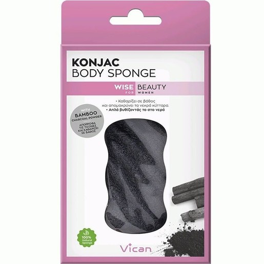 Vican Wise Beauty Konjac Body Sponge Bamboo Charcoal Powder 1τμχ