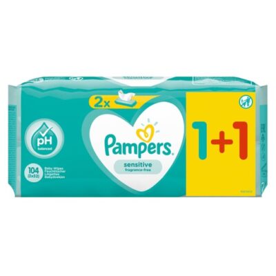 Pampers Πακέτο Προσφοράς Sensitive Wipes Μωρομάντηλα Ιδανικά για την Ευαίσθητη Επιδερμίδα 2x52 Wipes