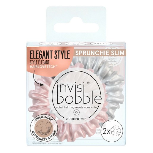 Invisibobble Sprunchie Slim Bella Chrome Rose Gold & Grey 2 Τεμάχια