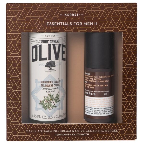 Korres Πακέτο Προσφοράς Essentials for Men Anti Ageing Cream 50ml & Olive Cedar Showergel 250ml