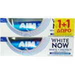 Aim Πακέτο Προσφοράς White Now White & Protect Οδοντόκρεμα για Άμεση Λεύκανση & Ολοκληρωμένη Προστασία 2x75ml 1+1 Δώρο