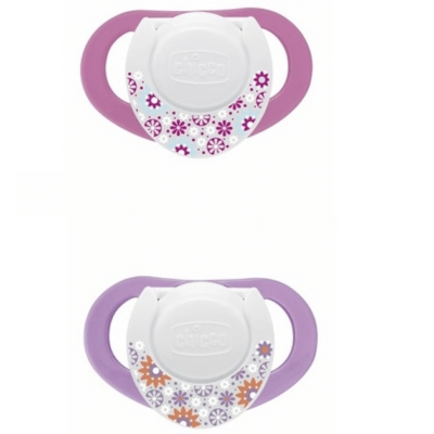 Chicco Compact Πιπίλα Καουτσούκ με Κρίκο 6-12 Μηνών 2τμχ