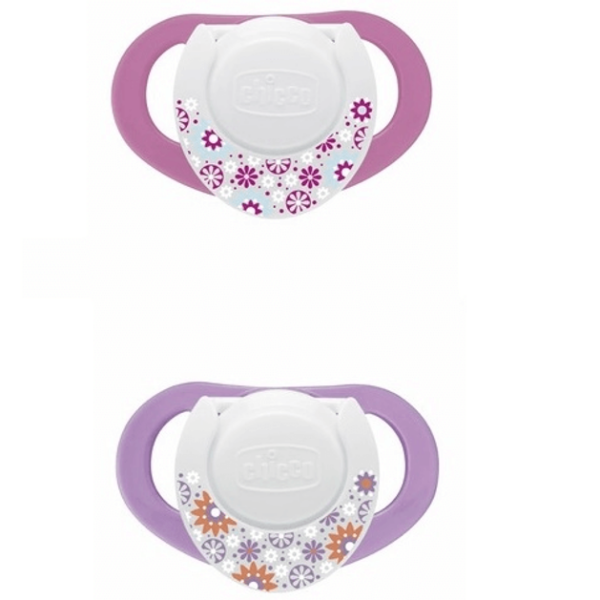 Chicco Compact Πιπίλα Καουτσούκ με Κρίκο 6-12 Μηνών 2τμχ