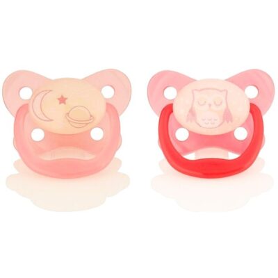 Dr Brown’s Pacifiers Night Time Glows in the Dark 6-12m Πιπίλες Σιλικόνης Ροζ 2 τεμάχια