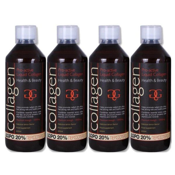 Collagen ProActive Πακέτο Προσφοράς Πόσιμο Κολλαγόνο 4x500ml Δώρο 20% Επιπλέον Ποσότητα