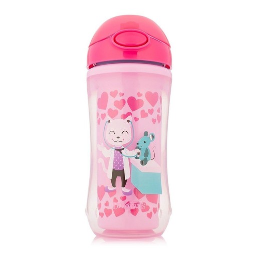 Dr Brown's Insulated Straw Cup Κύπελλο Θερμός με Καλαμάκι TC01020 από 12 Μηνών σε Ροζ Χρώμα 300ml