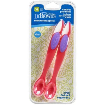 Dr Brown's Infant Feeding Spoons Βρεφικά Κουταλάκια Ταΐσματος TF200 σε Ροζ Χρώμα από 4 Μηνών 2 τεμάχια