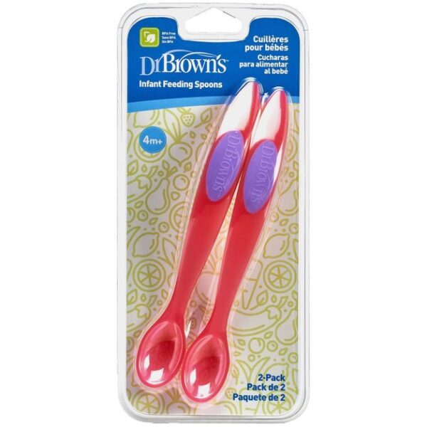 Dr Brown's Infant Feeding Spoons Βρεφικά Κουταλάκια Ταΐσματος TF200 σε Ροζ Χρώμα από 4 Μηνών 2 τεμάχια