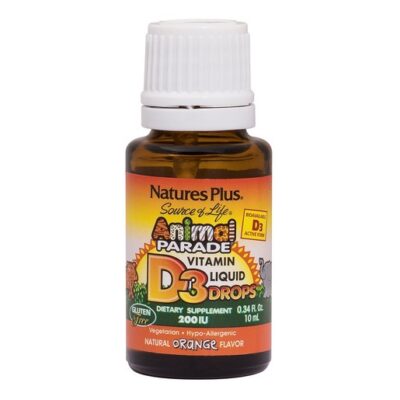Nature's Plus Animal Parade Vitamin D3 Drops Συμπλήρωμα Διατροφής Βιταμίνης D3 σε Πόσιμες Σταγόνες με Γεύση Πορτοκάλι 10ml