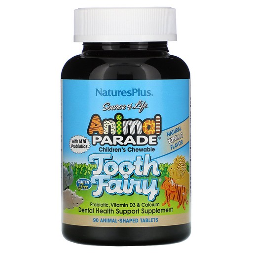 Nature's Plus Animal Tooth Fairy Συμπλήρωμα Διατροφής για την Ενίσχυση των Δοντιών & Οστών με Γεύση Βανίλια 90 Μασώμενα Ζωάκια