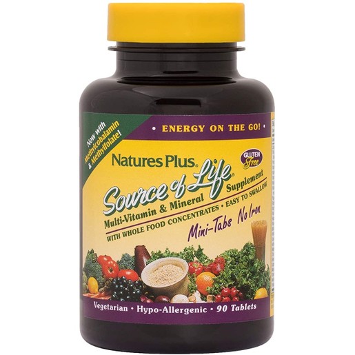 Nature's Plus Source Of Life Mini-Tabs No Iron Συμπλήρωμα Διατροφής για Τόνωση & Ενέργεια του Οργανισμού 90 Tabs