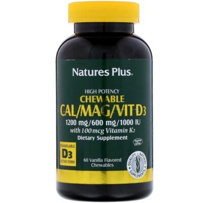 Nature's Plus Cal/Mag/ W/Vit D & K2 Συμπλήρωμα Διατροφής για την Αντιμετώπιση της Οστεοπόρωσης με Γεύση Βανίλια 60 Chewables