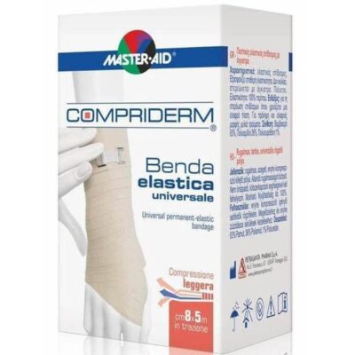 Master Aid Compriderm Λευκός Ελαστικός Επίδεσμος με Άγκιστρα