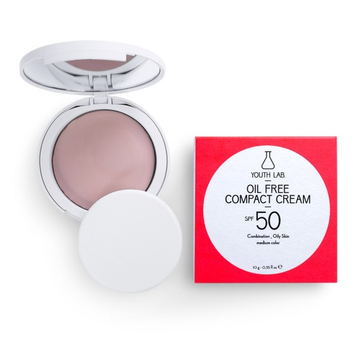 YOUTH LAB. Oil Free Compact Spf50 Combination Oily Skin Αντηλιακή Κρέμα Υψηλής Προστασίας & Ματ Αποτελέσματος Medium Color 10gr