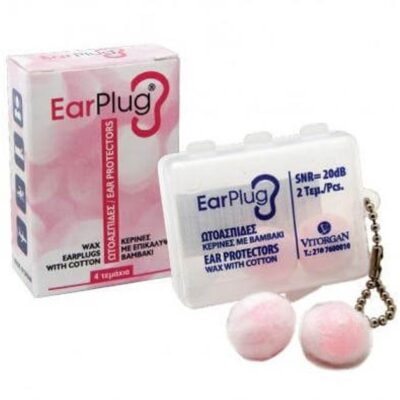 Vitorgan EarPlug Ωτοασπίδες Κέρινες με Βαμβάκι SNR=20db 2τεμ.