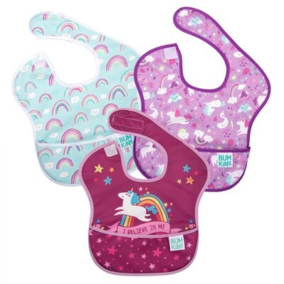 Bumkins Waterproof SuperBib Girl 6-24 months Αδιάβροχη Σαλιάρα Μονόκερος για Κορίτσι 6-24 Μηνών 3 Τεμάχια