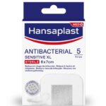 Hansaplast Antibacterial XL Sensitive Sterile 6 x 7cm Αντιμικροβιακά Επιθέματα Sensitive XL 5τμχ