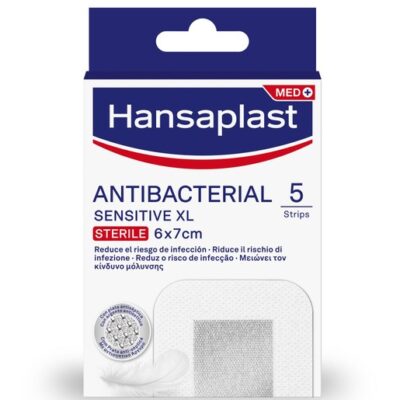 Hansaplast Antibacterial XL Sensitive Sterile 6 x 7cm Αντιμικροβιακά Επιθέματα Sensitive XL 5τμχ