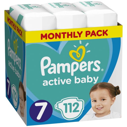 Pampers Active Baby Monthly Pack Νο7 (15+ kg) 112 πάνες