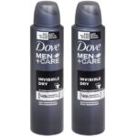 Dove Spray Men Invisible Dry Αποσμητικό Spray με Προστασία Κατά των Λευκών & Κίτρινων Σημαδιών 2x150ml 1+1 Δώρο