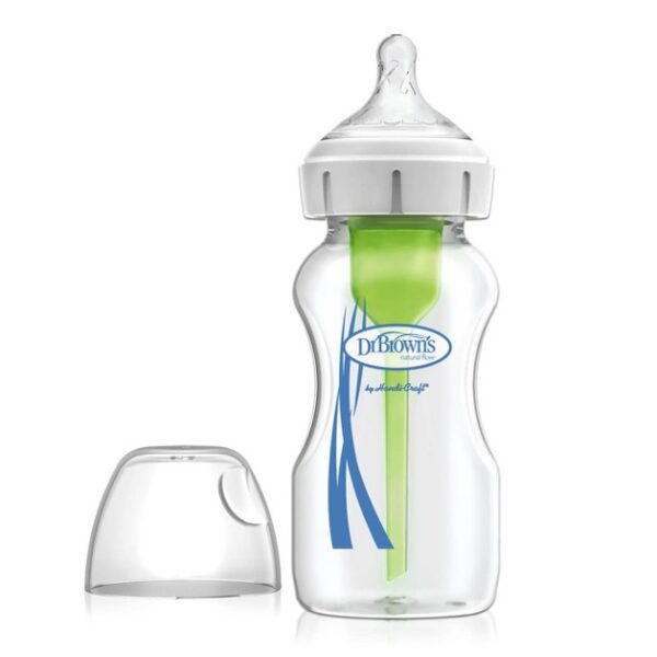 Dr Brown’s Μπιμπερό Γυάλινο Options+ Anti-colic Φαρδύς Λαιμός 270ml 1τμχ