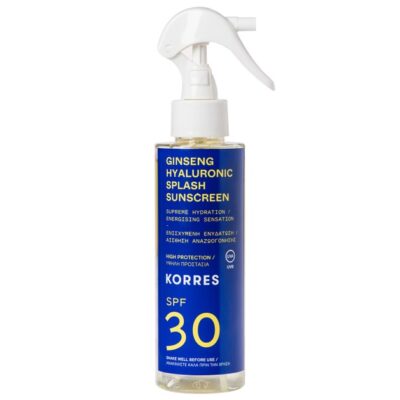 Korres Ginseng Hyaluronic Splash Sunscreen Spray Spf30 Αντηλιακό Water Υφής Προσώπου Σώματος Ενισχυμένο με Υαλουρονικό Οξύ 150ml