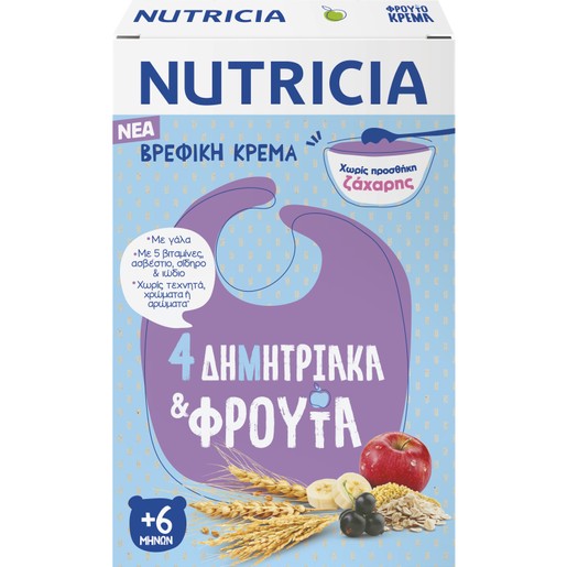 Nutricia 4 Δημητριακά & Φρούτα από τον 6ο Μήνα 225gr